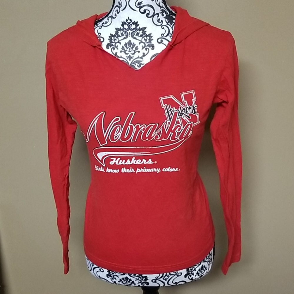 Nebraska huskers womens red top with hood